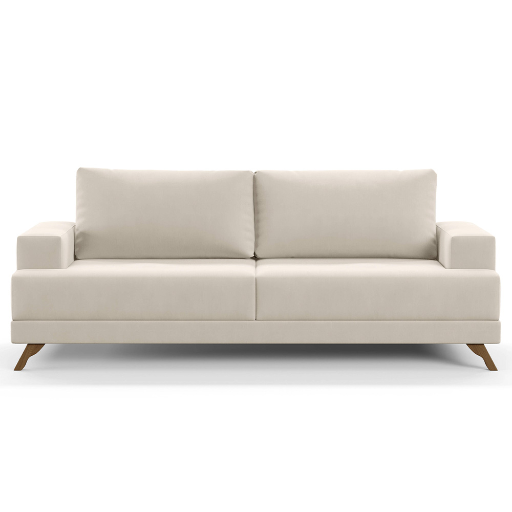 Sofá 3 Lugares 200cm Living Pés Curvos Santi D05 Suede Bege - Mpozenato