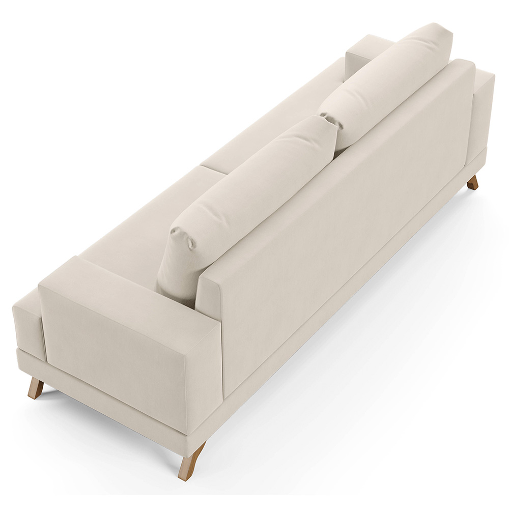 Sofá 3 Lugares 200cm Living Pés Curvos Santi D05 Suede Bege - Mpozenato