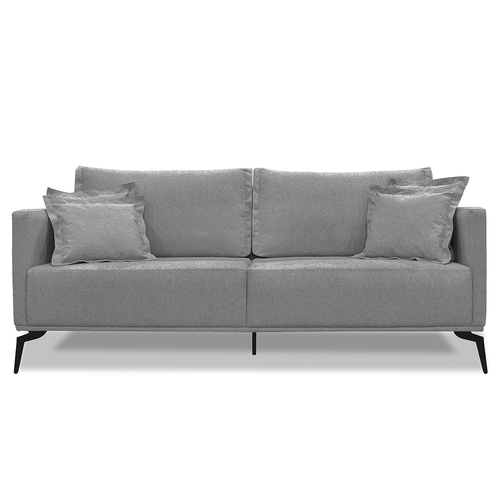 Sofá 3 Lugares 200cm Pés de Metal Vecchia S06 Linho Cinza - Mpozenato