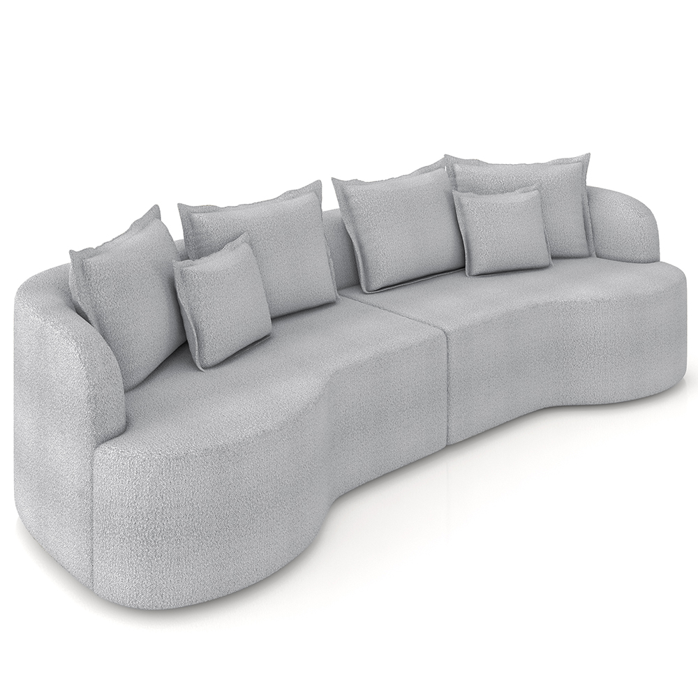 Sofá 3 Lugares 210cm Orgânico Quito K04 Bouclê Cinza - Mpozenato