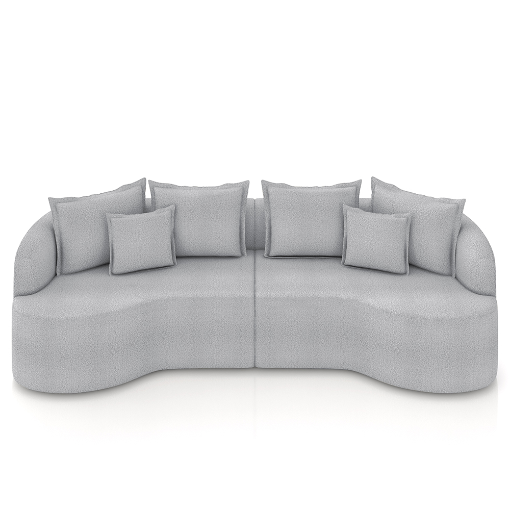 Sofá 3 Lugares 210cm Orgânico Quito K04 Bouclê Cinza - Mpozenato