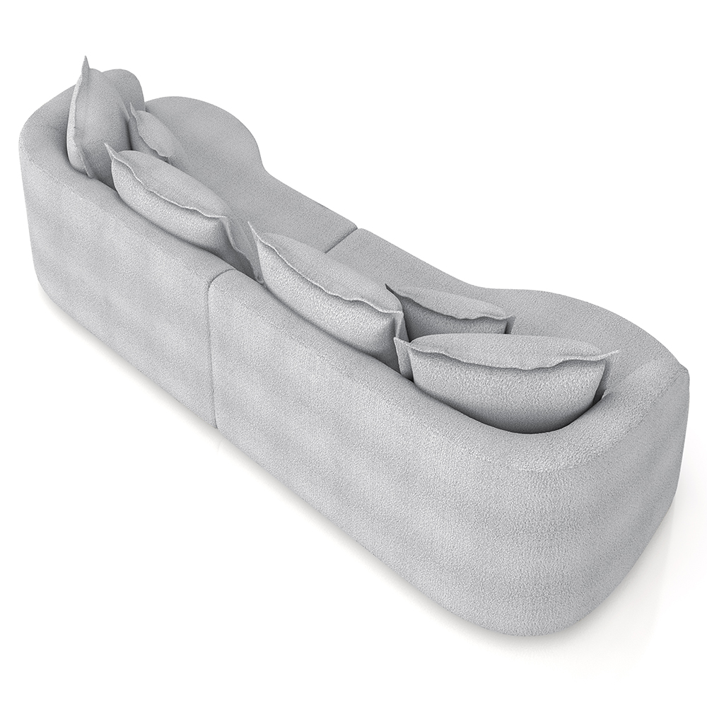 Sofá 3 Lugares 210cm Orgânico Quito K04 Bouclê Cinza - Mpozenato