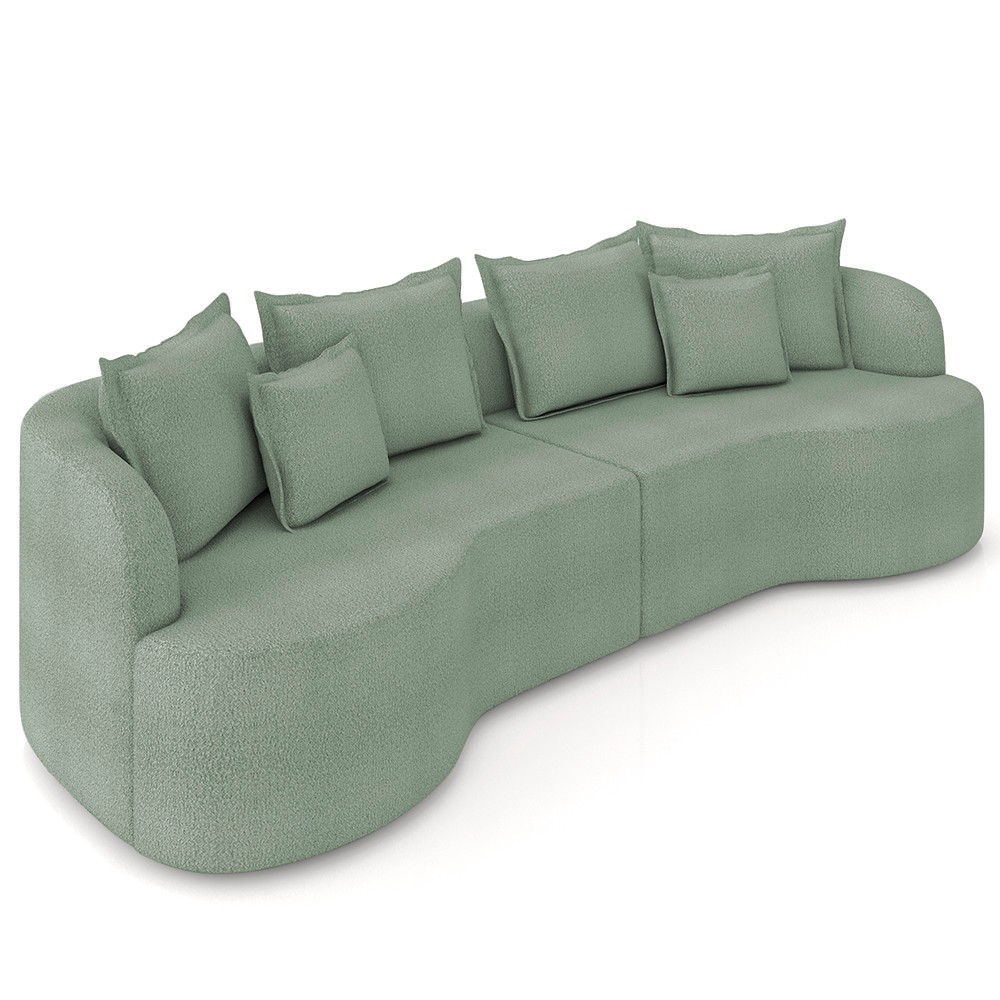 Sofá 3 Lugares 210cm Orgânico Quito K04 Bouclê Verde - Mpozenato