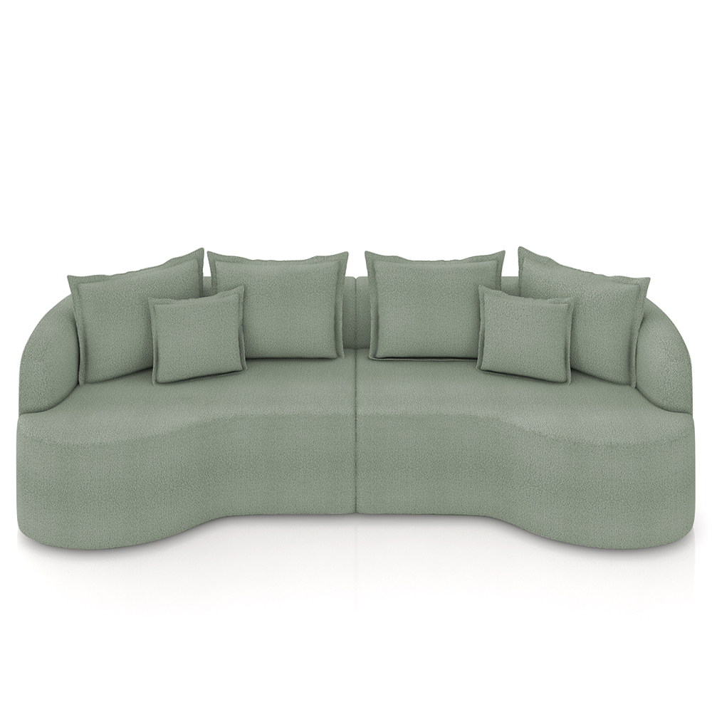 Sofá 3 Lugares 210cm Orgânico Quito K04 Bouclê Verde - Mpozenato