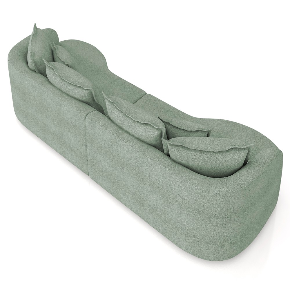 Sofá 3 Lugares 210cm Orgânico Quito K04 Bouclê Verde - Mpozenato