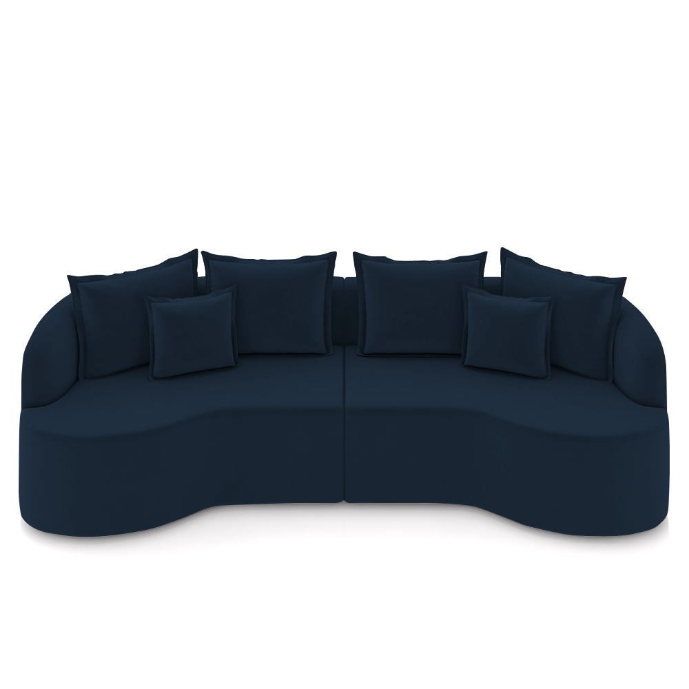 Sofá 3 Lugares 210cm Orgânico Quito K04 Veludo Azul Marinho - Mpozenato
