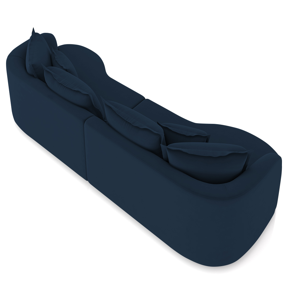 Sofá 3 Lugares 210cm Orgânico Quito K04 Veludo Azul Marinho - Mpozenato