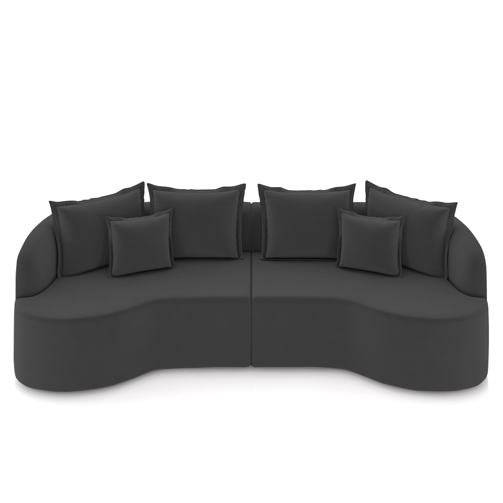 Sofá 3 Lugares 210cm Orgânico Quito K04 Veludo Cinza Escuro - Mpozenato