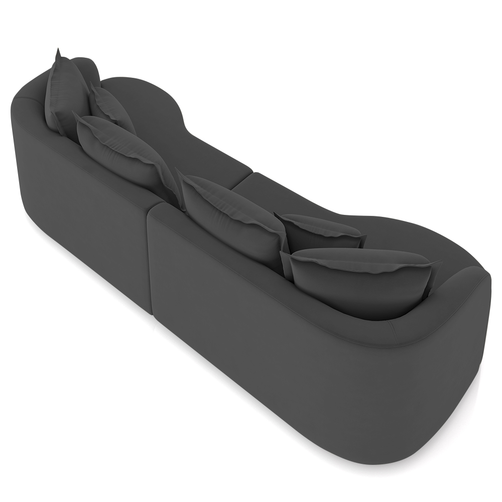 Sofá 3 Lugares 210cm Orgânico Quito K04 Veludo Cinza Escuro - Mpozenato