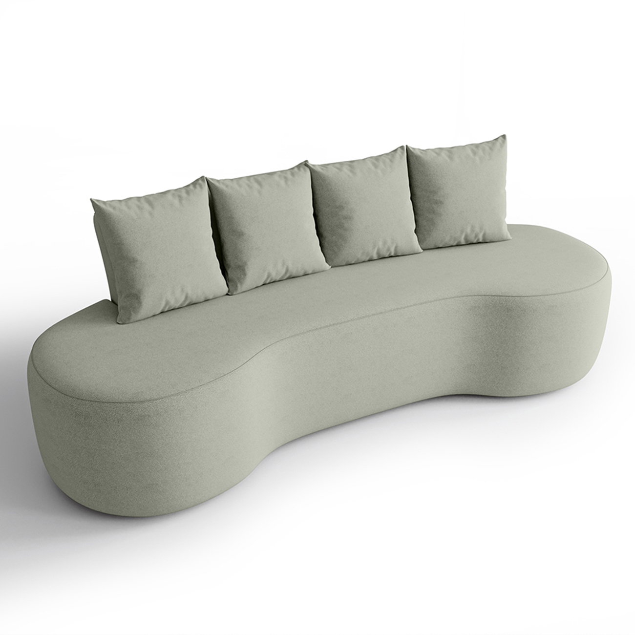Sofá 3 Lugares 210cm Orgânico Viana B10 Bouclê Menta - Mpozenato