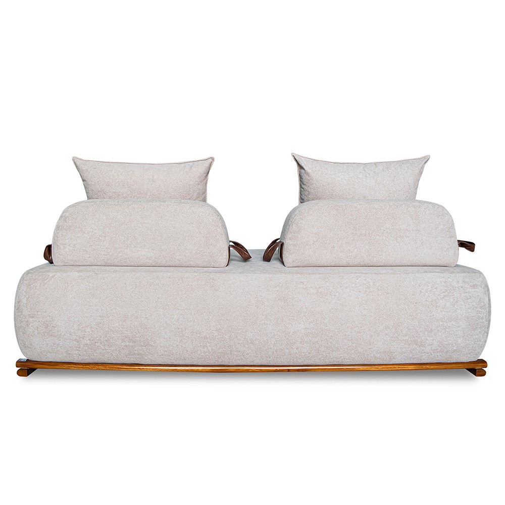 Sofá 3 Lugares 220cm Ilha Base Madeira Viero S06 Boucle Bege - Mpozenato