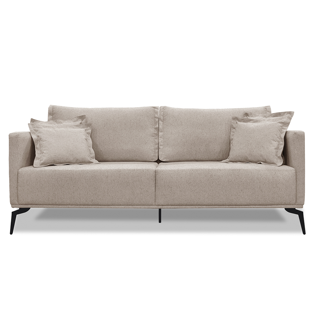 Sofá 3 Lugares 220cm Pés de Metal Vecchia S06 Linho Areia - Mpozenato