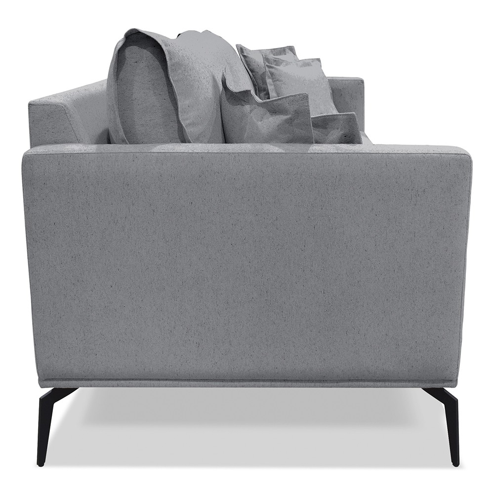 Sofá 3 Lugares 220cm Pés de Metal Vecchia S06 Linho Cinza - Mpozenato