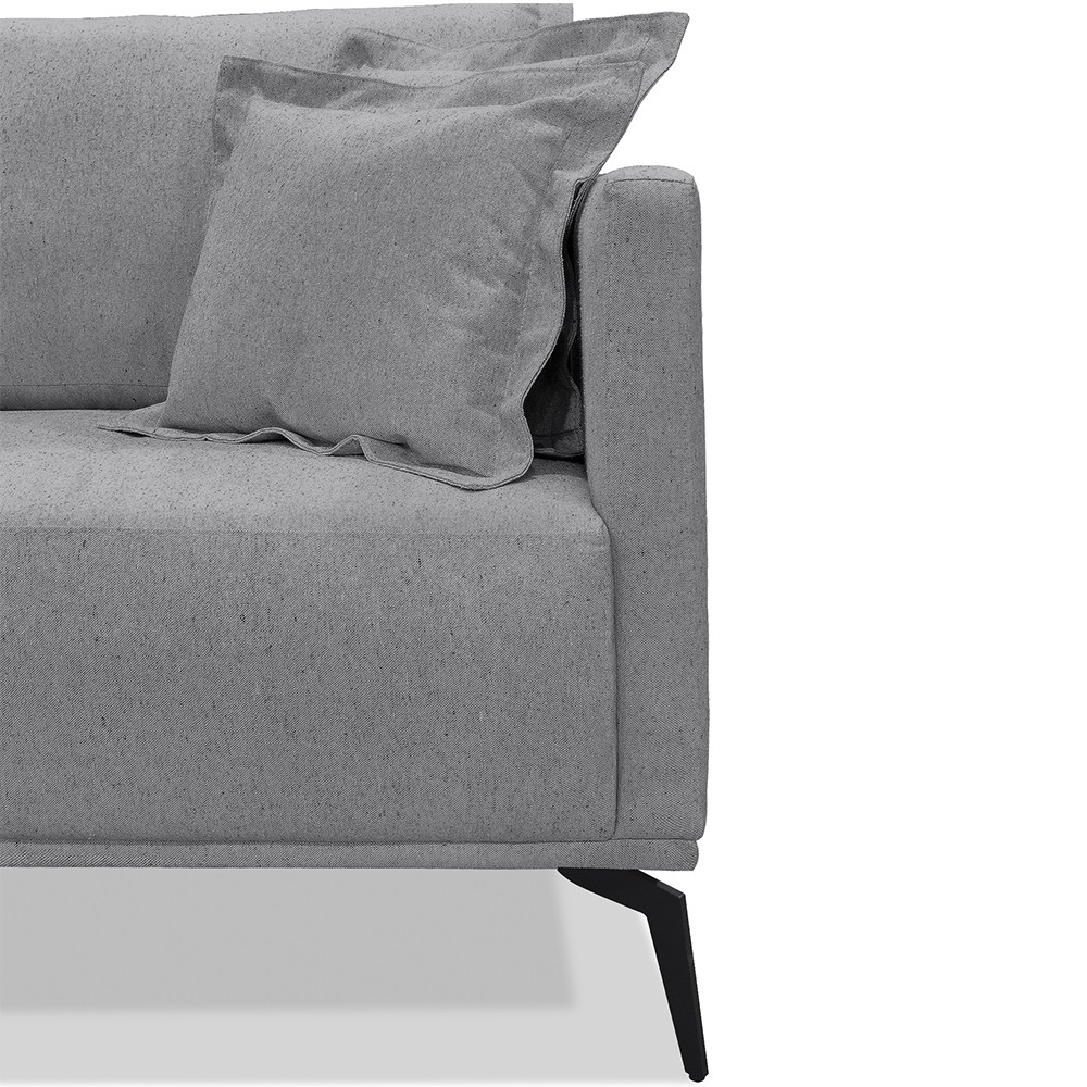 Sofá 3 Lugares 220cm Pés de Metal Vecchia S06 Linho Cinza - Mpozenato