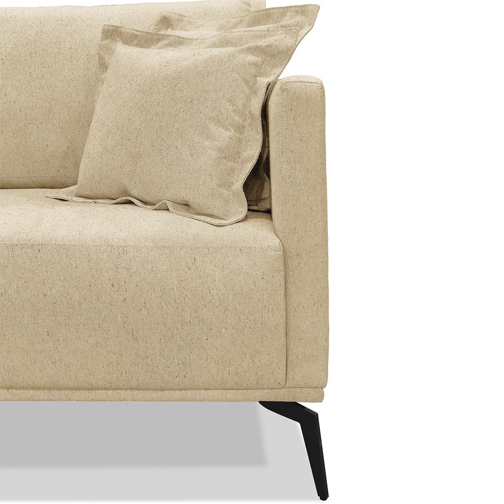 Sofá 3 Lugares 220cm Pés de Metal Vecchia S06 Linho Dourado - Mpozenato