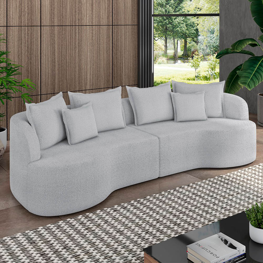 Sofá 3 Lugares 230cm Orgânico Quito K04 Bouclê Cinza - Mpozenato