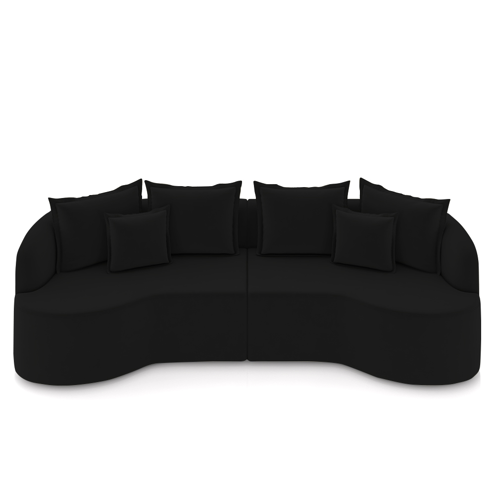Sofá 3 Lugares 230cm Orgânico Quito K04 Veludo Preto  - Mpozenato