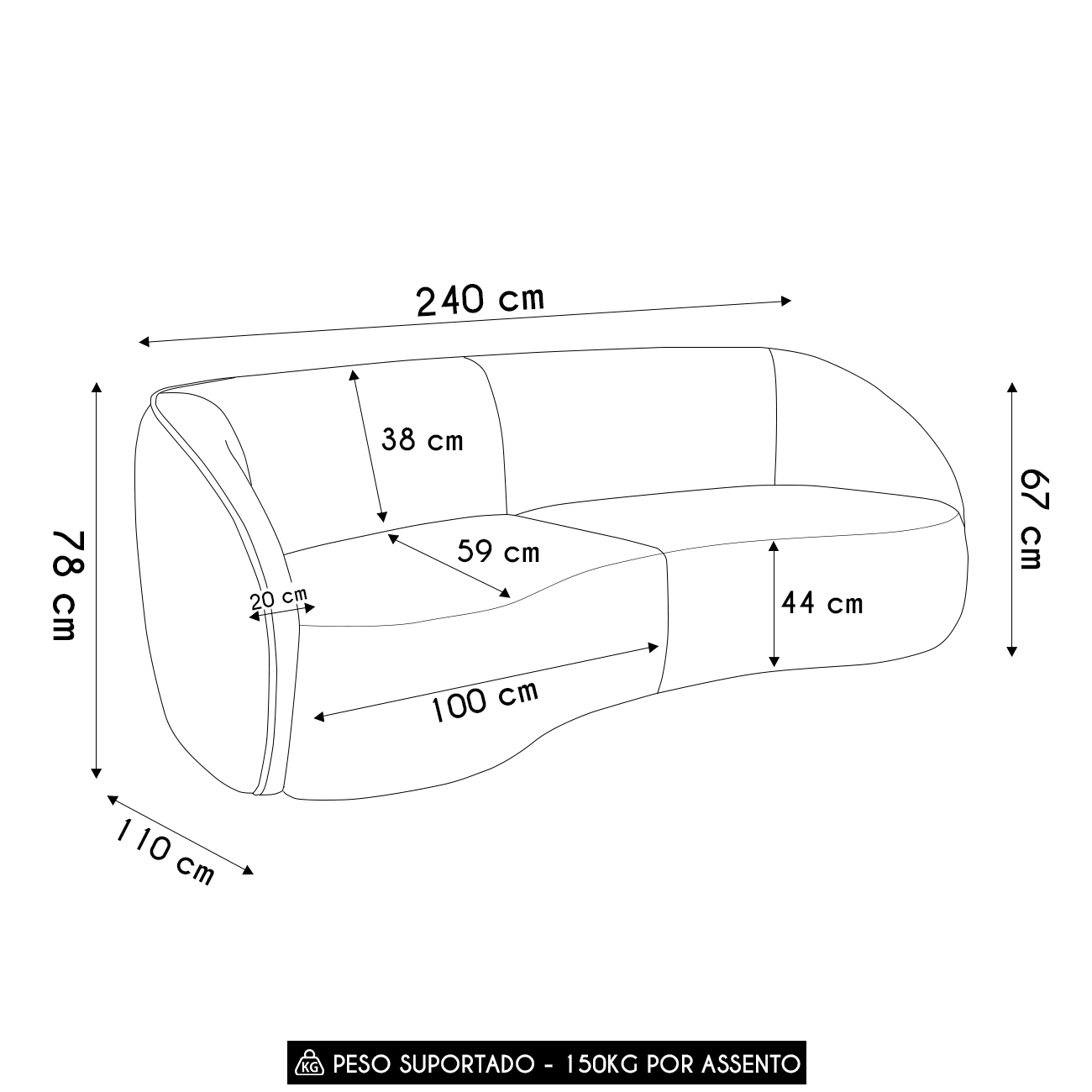 Sofá 3 Lugares 240cm Orgânico Zion M22 Sintético Caramelo - Mpozenato