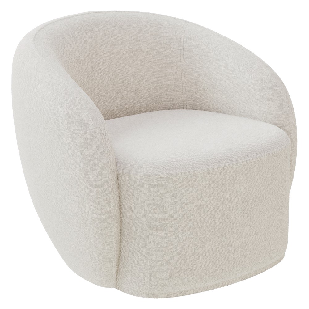 Sofá 3 Lugares Living 180cm e 1 Poltrona Giratória Garbin K04 Bouclê Bege - Mpozenato