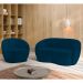 Sofá 3 Lugares Living 180cm e 1 Poltrona Giratória Garbin K04 Veludo Azul Marinho - Mpozenato
