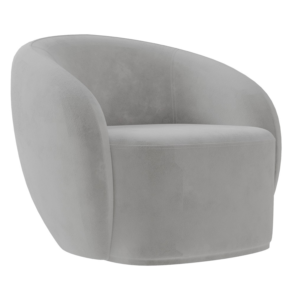 Sofá 3 Lugares Living 180cm e 1 Poltrona Giratória Garbin K04 Veludo Cinza - Mpozenato