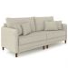 Sofá 3 Lugares Living 192cm Pé Madeira Zoe Linho Cru Z08    - Mpozenato