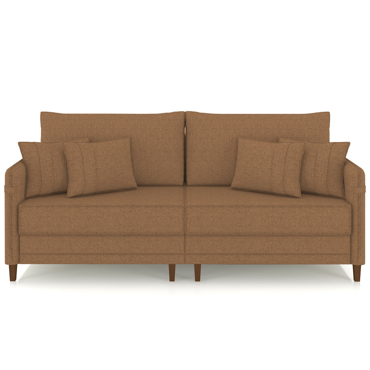 Sofá 3 Lugares Living 192cm Pé Madeira Zoe Linho Terracota Z08 - Mpozenato