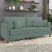 Sofá 3 Lugares Living 192cm Pé Madeira Zoe Linho Verde Z08  - Mpozenato