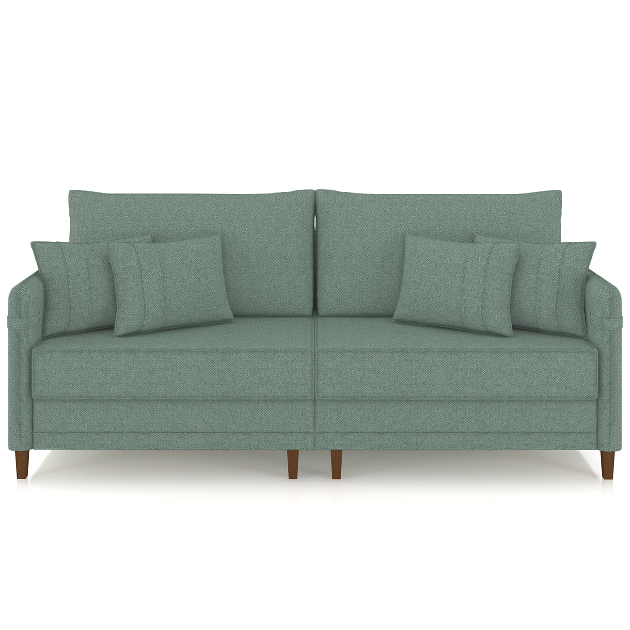 Sofá 3 Lugares Living 192cm Pé Madeira Zoe Linho Verde Z08  - Mpozenato