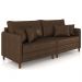 Sofá 3 Lugares Living 192cm Pé Madeira Zoe Sintético Marrom Z08 - Mpozenato
