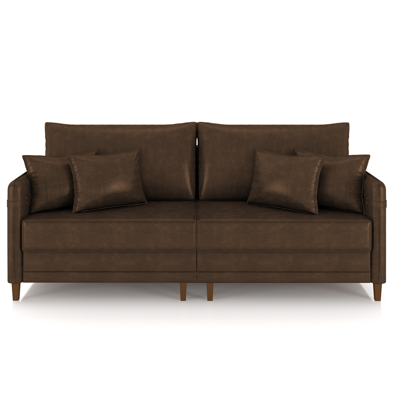 Sofá 3 Lugares Living 192cm Pé Madeira Zoe Sintético Marrom Z08 - Mpozenato