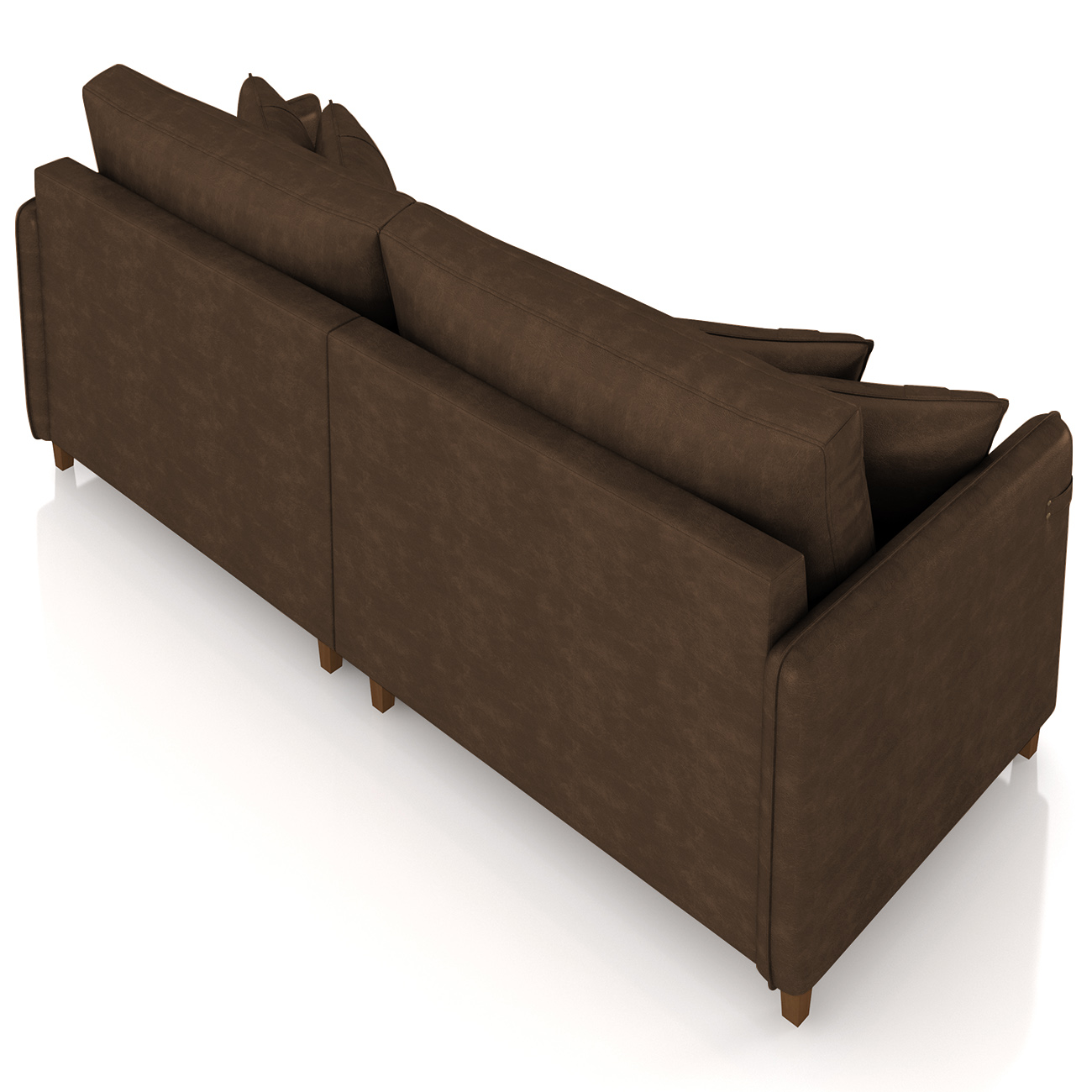 Sofá 3 Lugares Living 192cm Pé Madeira Zoe Sintético Marrom Z08 - Mpozenato