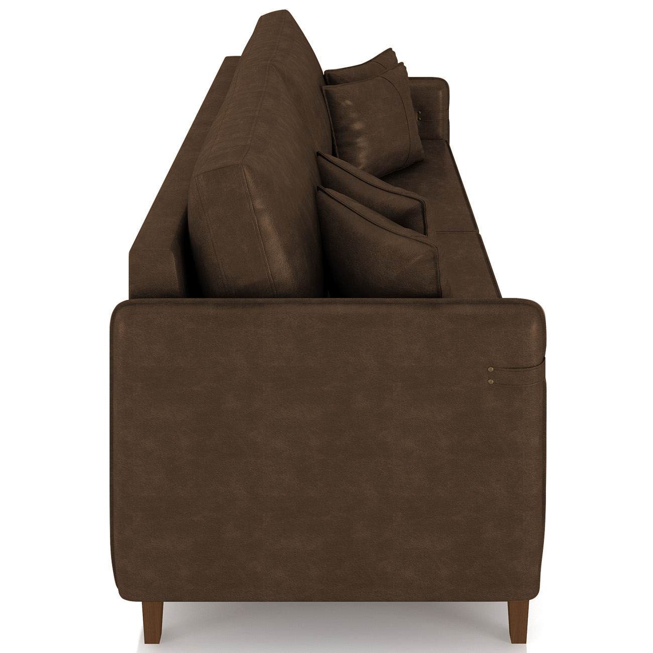 Sofá 3 Lugares Living 212cm Pé Madeira Zoe Sintético Marrom Z08 - Mpozenato