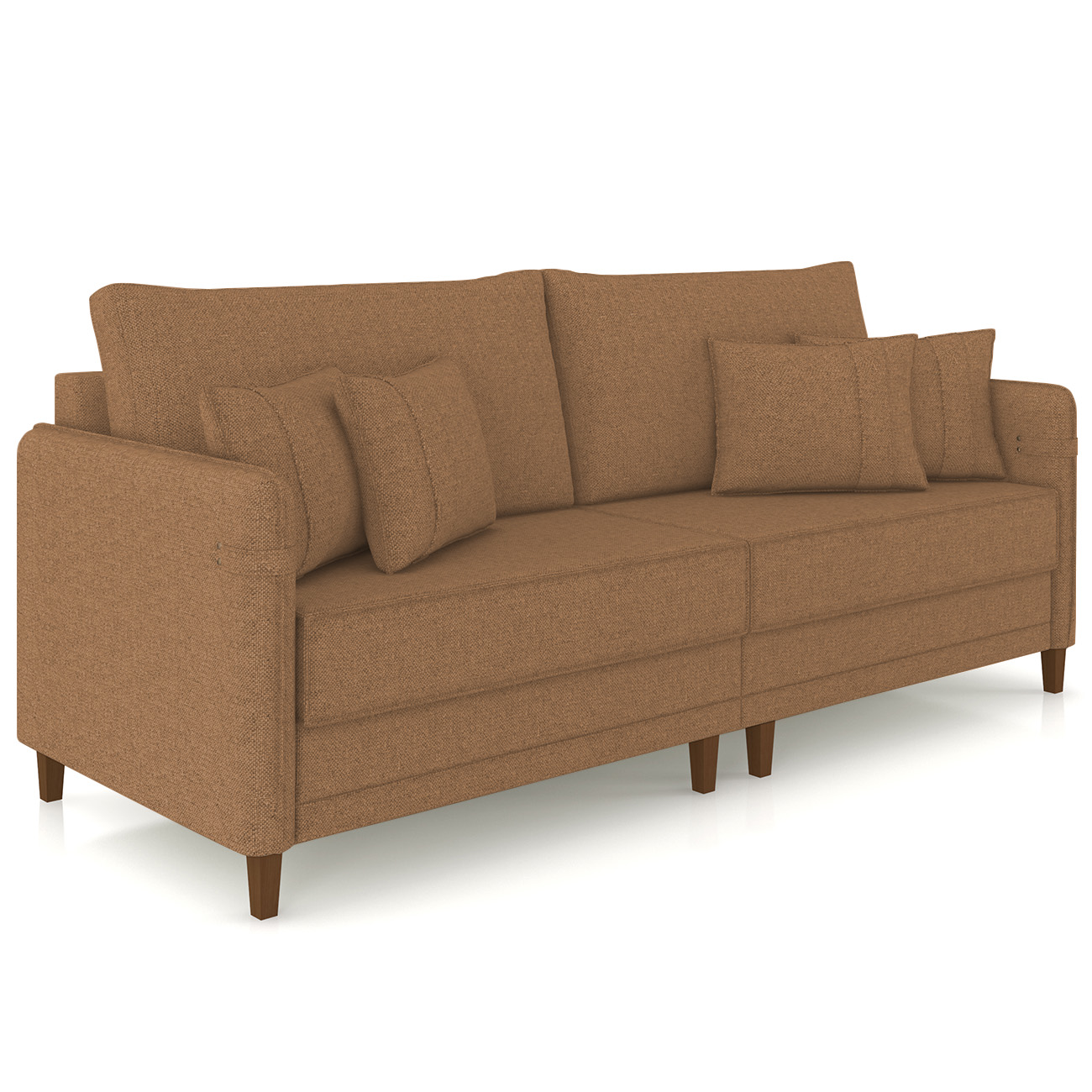 Sofá 3 Lugares Living 232cm Pé Madeira Zoe Linho Terracota Z08 - Mpozenato