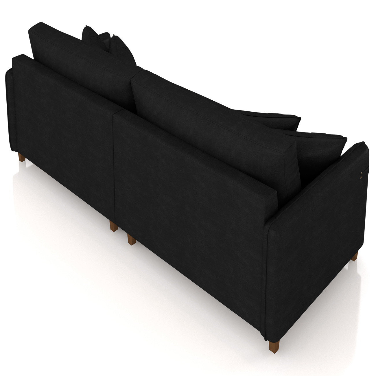 Sofá 3 Lugares Living 232cm Pé Madeira Zoe Sintético Preto Z08 - Mpozenato