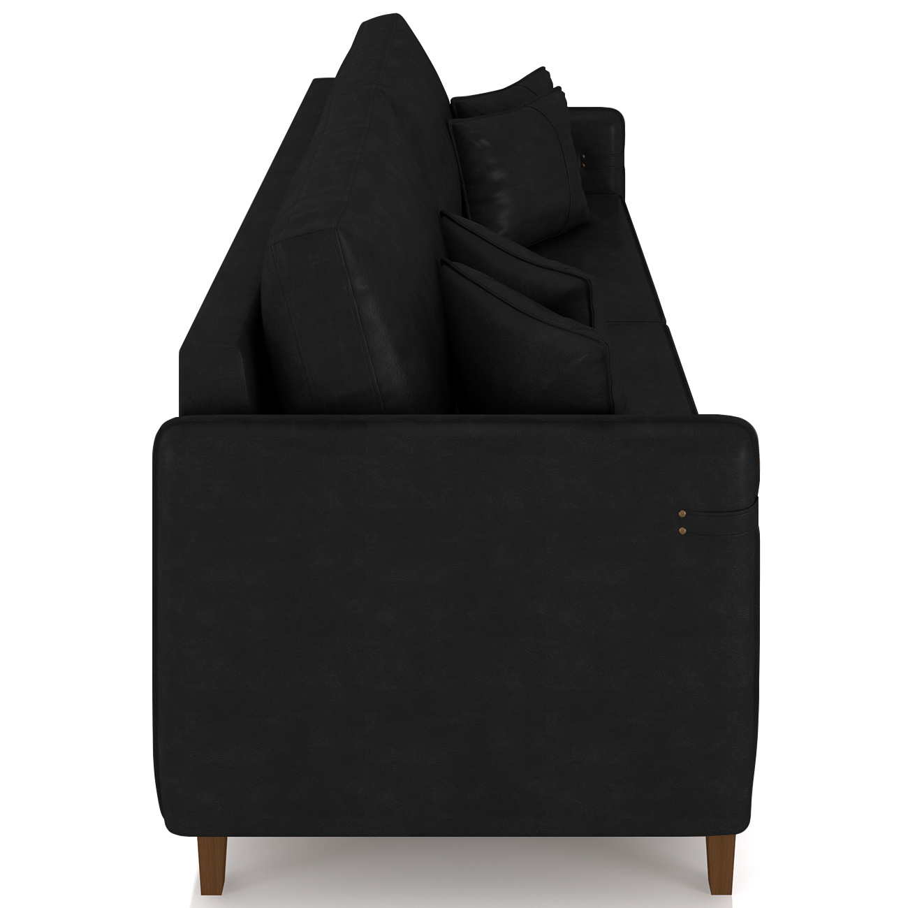 Sofá 3 Lugares Living 232cm Pé Madeira Zoe Sintético Preto Z08 - Mpozenato