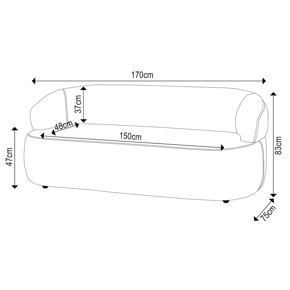 Sofá 3 Lugares Living Orgânico Sala de Estar 170cm Conka F05 Bouclê Off White - Mpozenato