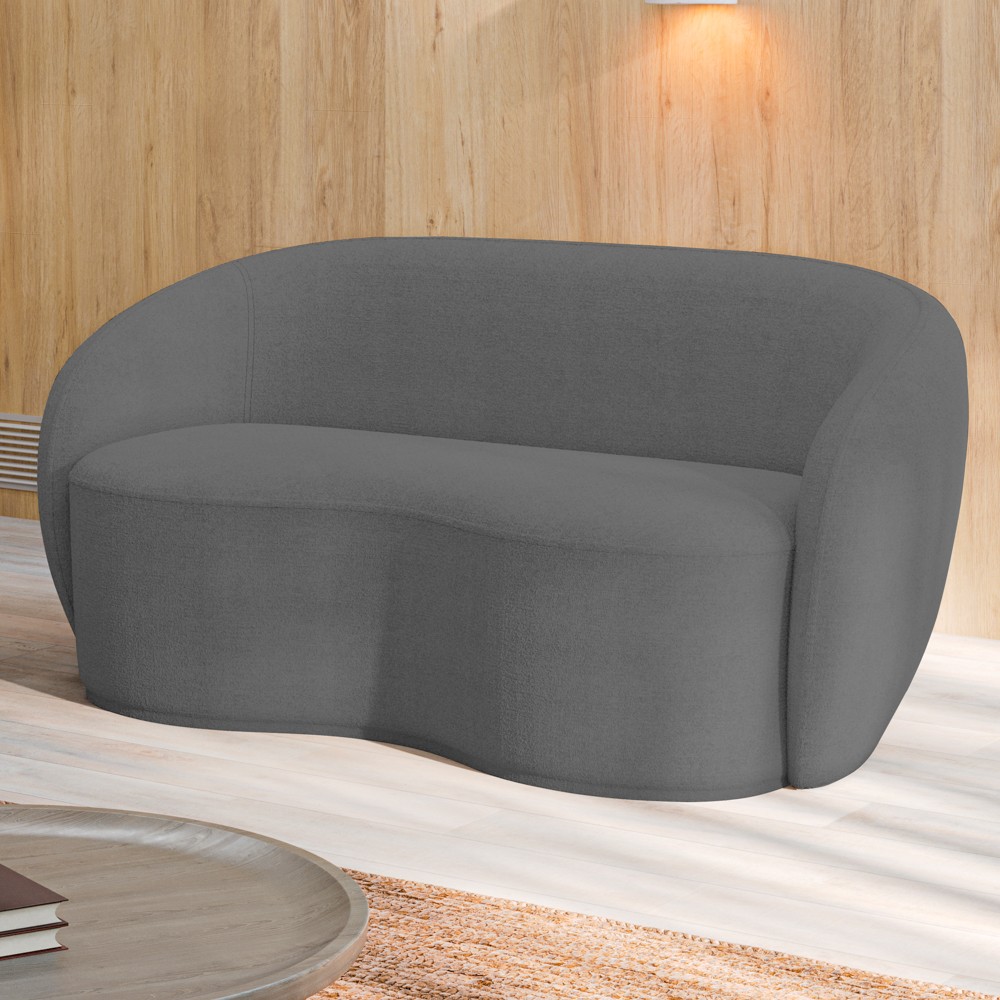 Sofá 3 Lugares Living Orgânico Sala de Estar 180cm Garbin K04 Bouclê Cinza - Mpozenato