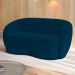 Sofá 3 Lugares Living Orgânico Sala de Estar 180cm Garbin K04 Veludo Azul Marinho - Mpozenato