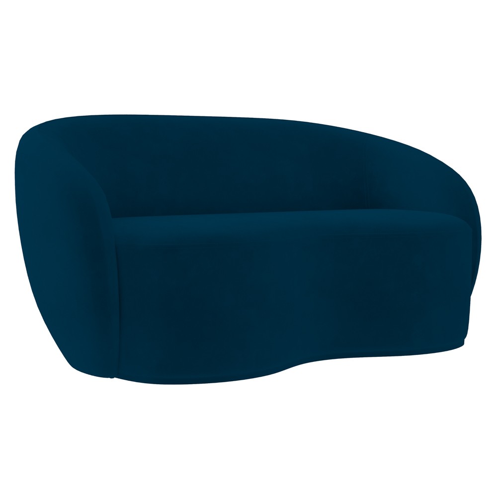 Sofá 3 Lugares Living Orgânico Sala de Estar 180cm Garbin K04 Veludo Azul Marinho - Mpozenato