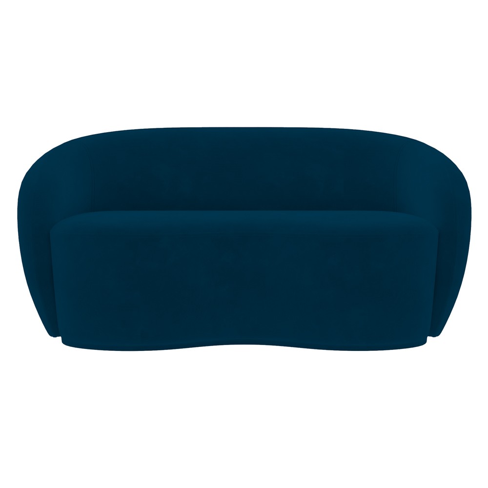 Sofá 3 Lugares Living Orgânico Sala de Estar 180cm Garbin K04 Veludo Azul Marinho - Mpozenato