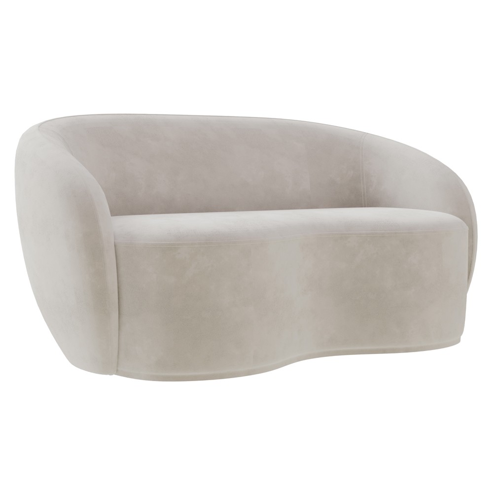 Sofá 3 Lugares Living Orgânico Sala de Estar 180cm Garbin K04 Veludo Bege - Mpozenato