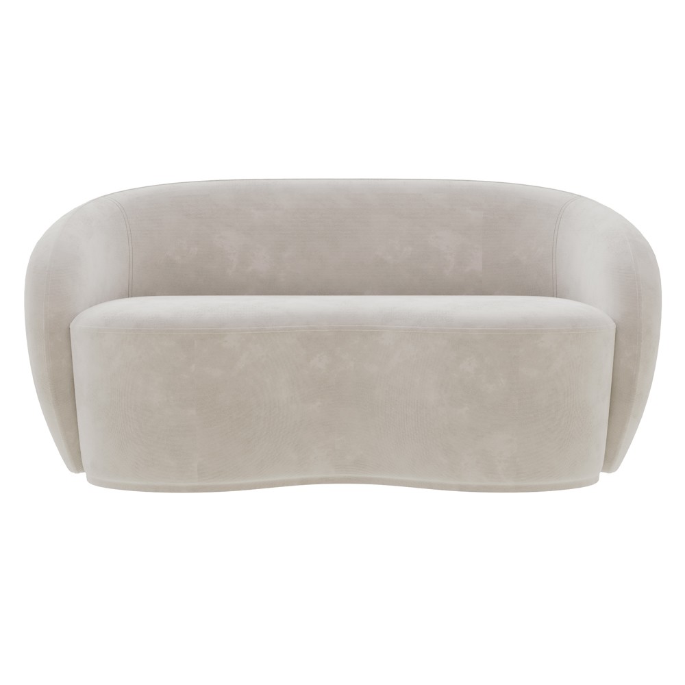 Sofá 3 Lugares Living Orgânico Sala de Estar 180cm Garbin K04 Veludo Bege - Mpozenato