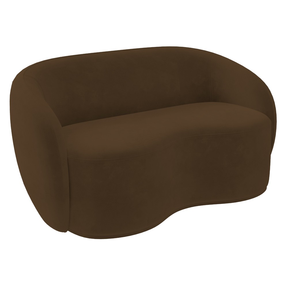 Sofá 3 Lugares Living Orgânico Sala de Estar 180cm Garbin K04 Veludo Marrom - Mpozenato
