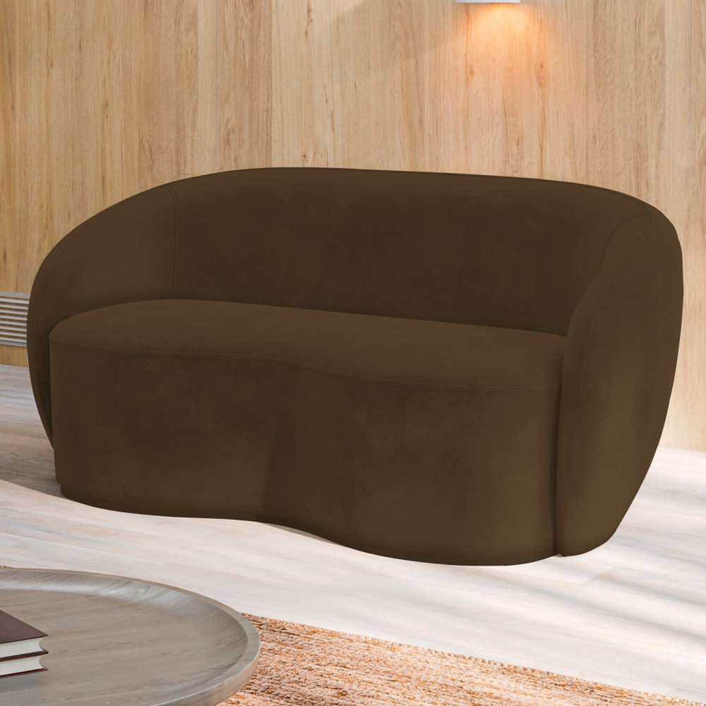 Sofá 3 Lugares Living Orgânico Sala de Estar 180cm Garbin K04 Veludo Marrom - Mpozenato