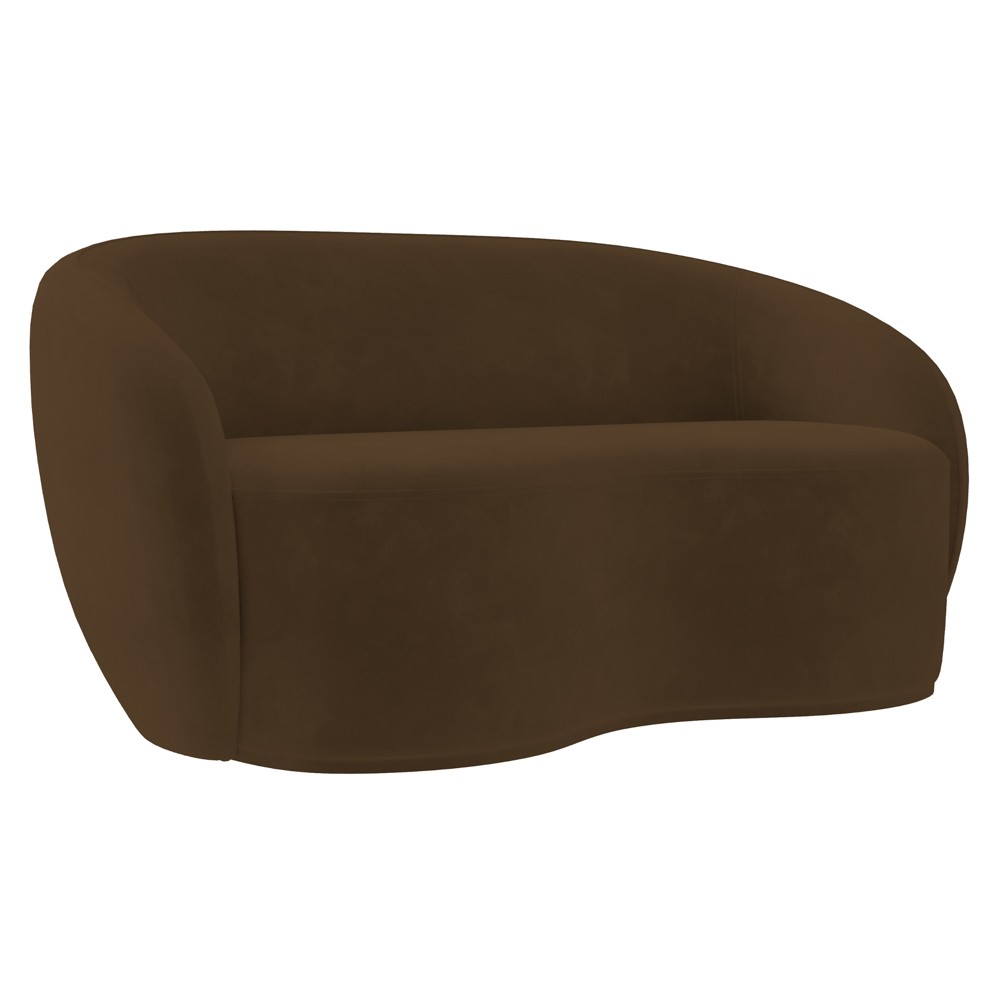 Sofá 3 Lugares Living Orgânico Sala de Estar 180cm Garbin K04 Veludo Marrom - Mpozenato