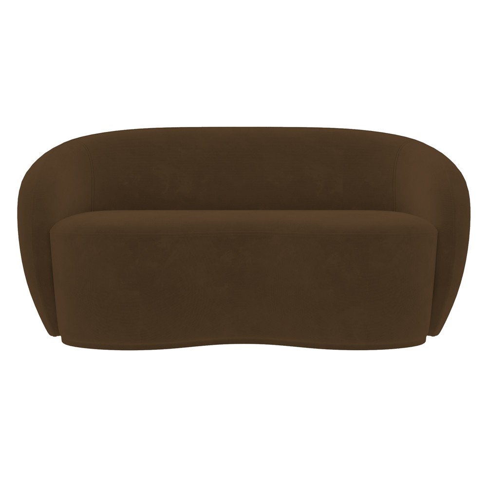 Sofá 3 Lugares Living Orgânico Sala de Estar 180cm Garbin K04 Veludo Marrom - Mpozenato
