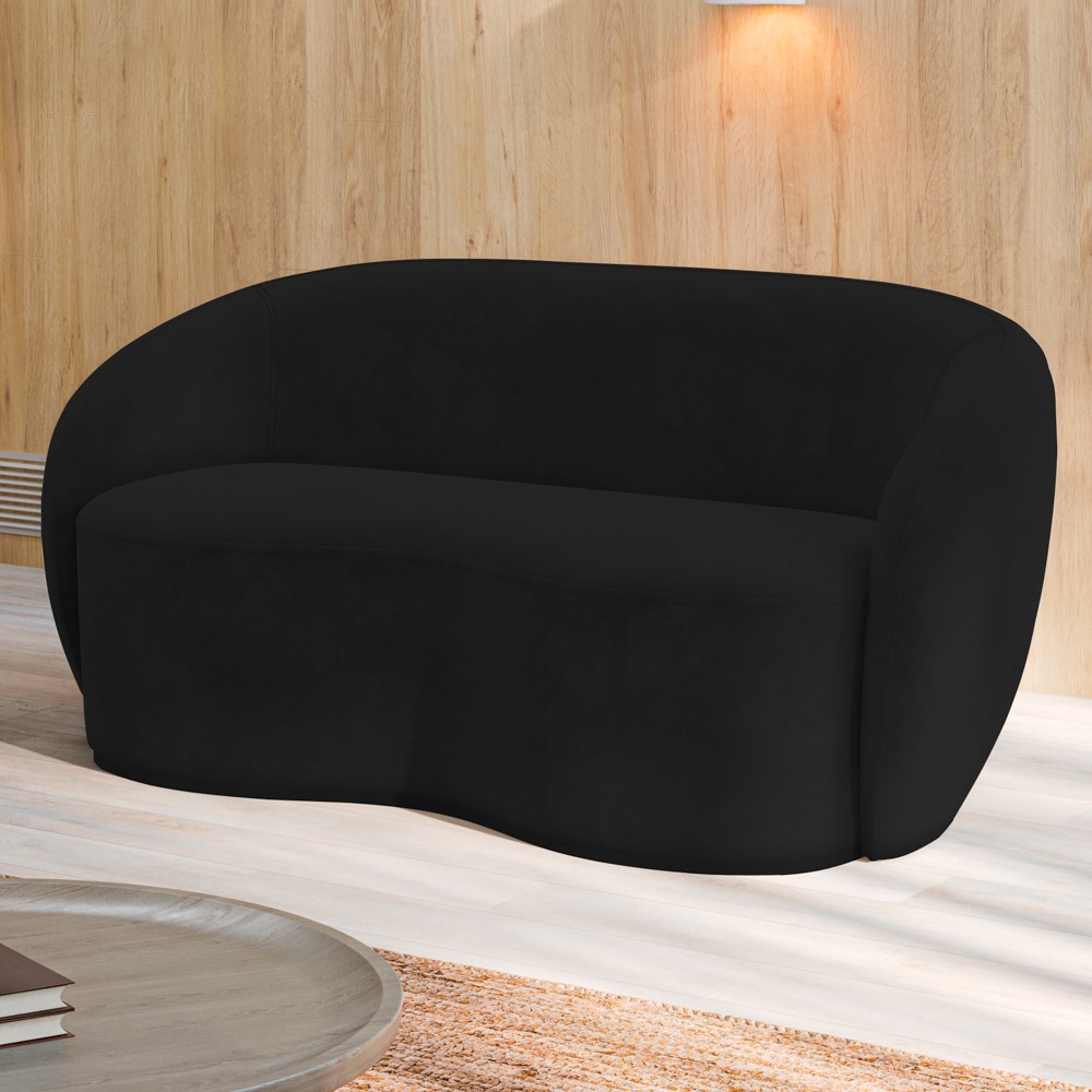 Sofá 3 Lugares Living Orgânico Sala de Estar 180cm Garbin K04 Veludo Preto - Mpozenato