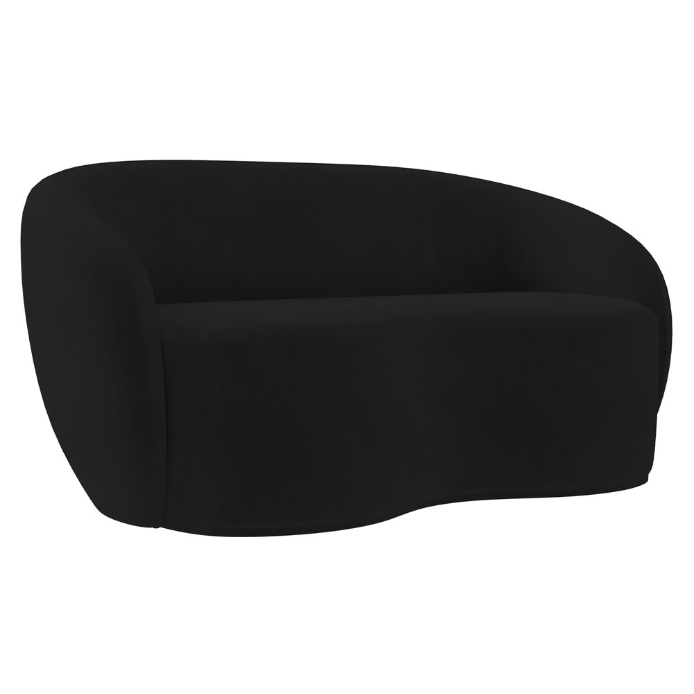 Sofá 3 Lugares Living Orgânico Sala de Estar 180cm Garbin K04 Veludo Preto - Mpozenato