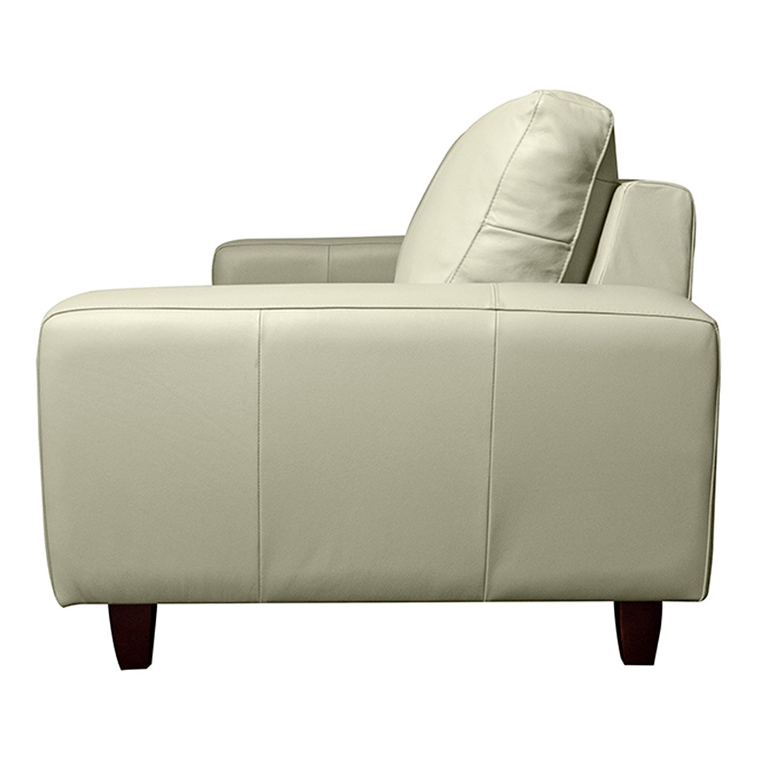 Sofá 3 Lugares Living Pés Madeira 220cm Phill S07 Couro Off - Mpozenato